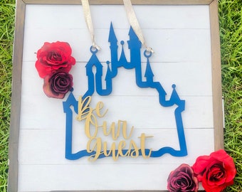 Be Our Guest Castle Sign || Beauty and the Beast Door Hanger || Disney Castle Sign