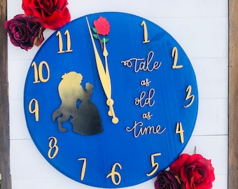 Enchanted Rose Clock || Tale as Old as Time Clock