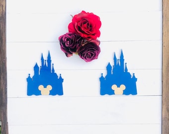 Enchanted Rose Coasters Set of 4 ||  Castle Coasters || Navy Blue Coasters