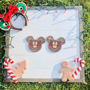 Mickey peperkoek onderzetters set van 4 || Mickey kerstonderzetters || Disney kerstonderzetters