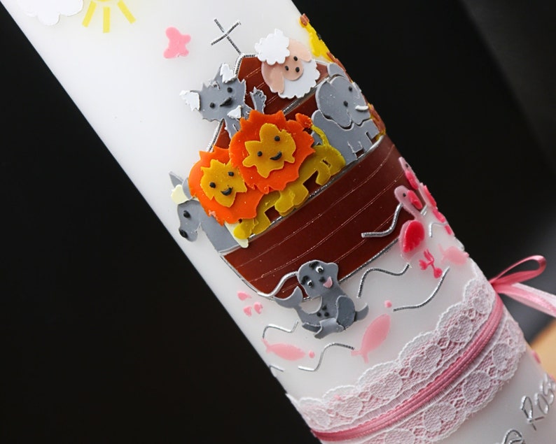 Vela Bautismal Con Lazo Y Aplique Plata De Ley 925 - 30 Cm, Incluye Caja De Regalo