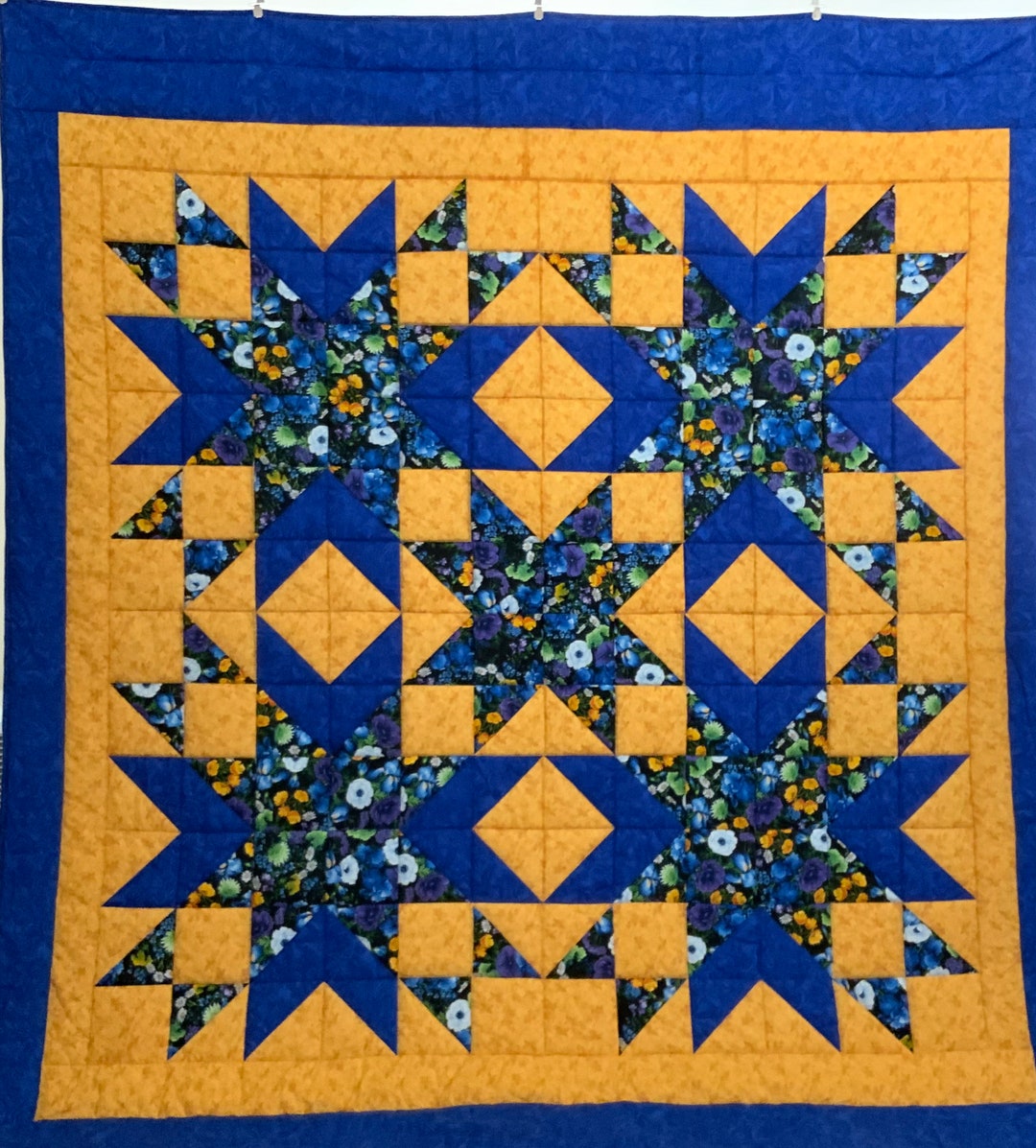 Blue and Gold King Quilt Etsy