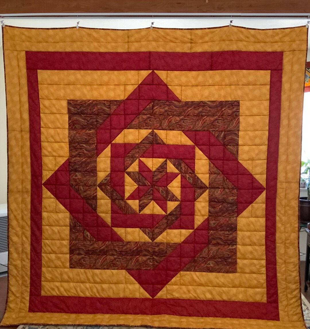Rivers of Red and Gold King Quilt Etsy