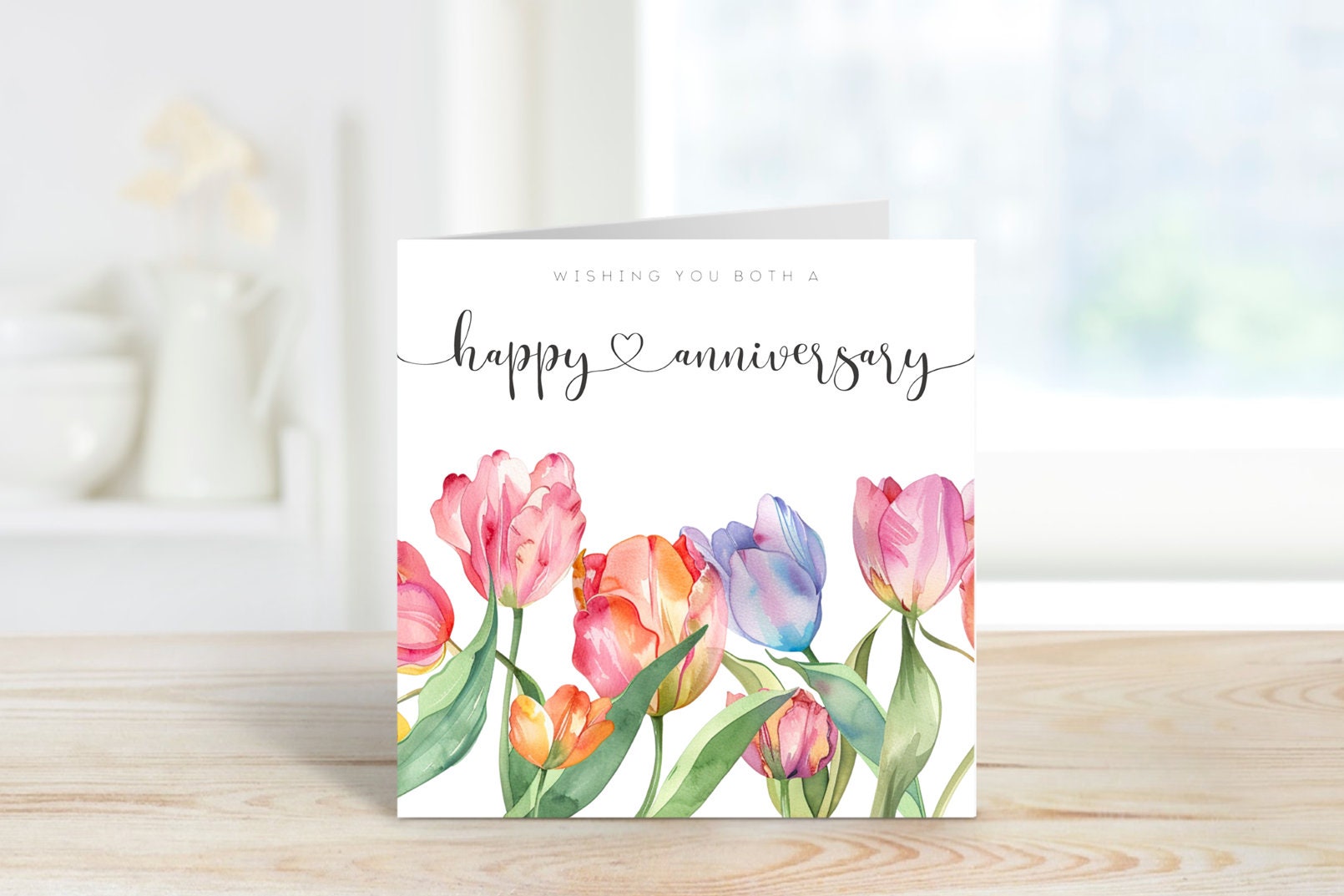 Twizler Happy Anniversary Karte – Mit Silberfolie & Aquarell-Effekt, Für Paare
