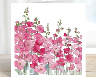 Watercolour Floral Greeting Card, Birthday Card, Thank You Card, Blank Floral Card