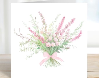 Watercolour Floral Greeting Card, Birthday Card, Thank You Card, Blank Floral Card