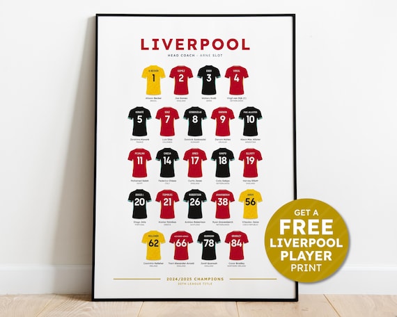 Liverpool Champions Football Squad Player Print - Premier