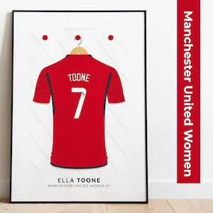 Manchester Utd Women 2023-24 Player Print - Personalised Football Shirt Poster Art - Women's Super League Football Gift - Free UK Delivery