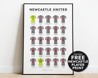 Newcastle Women's 2023-24 Squad Print - Shirt Poster Art + FREE Newcastle Women's Player Print Personalised Art - FREE UK Delivery