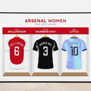 Arsenal Women Football Print 2024-25 Dressing Room Player Poster - Personalised Shirt Wall Art - Women&#39;s Super League WSL Football Gift