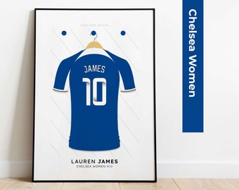 Chelsea Women 2023-24 Player Print - Personalised Shirt Poster Art - Chelsea Women's Super League Football Gift - Free UK Delivery