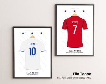 England Women's Player Prints Double Deal - Lionesses Shirt Poster Art - England Wall Decor Print | Toone, Russo, Earps, Mead, Bright, James
