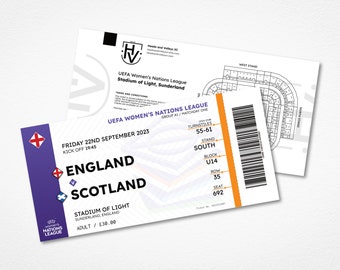 England Women v Scotland Football Ticket - Lionesses Football Gift Collectible Memorabilia - Unofficial Match Ticket - Free UK Delivery