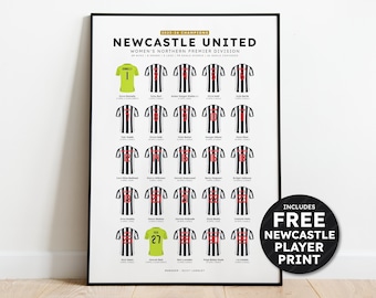 Newcastle Women's 2023-24 Champions Squad Print - Shirt Poster Art + FREE Newcastle Women's Player Print Personalised Art - FREE UK Delivery