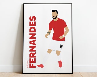 Bruno Fernandes Manchester United Football Print - MUFC Player Poster Art | Football Gift