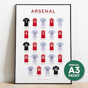 Arsenal Women&#39;s Super League 2023-24 Squad Print - Shirt Poster Art - SPECIAL A3 PRINT - Free UK Delivery