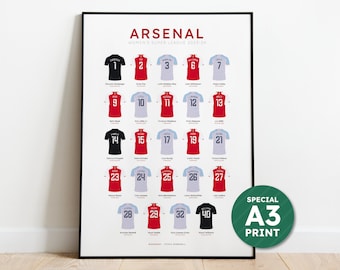 Arsenal Women's Super League 2023-24 Squad Print - Shirt Poster Art - SPECIAL A3 PRINT - Free UK Delivery