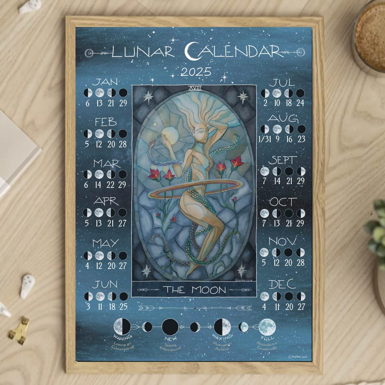 Moon Calendar 2025 / Lunar Calendar / Moon Phases Printable - Etsy