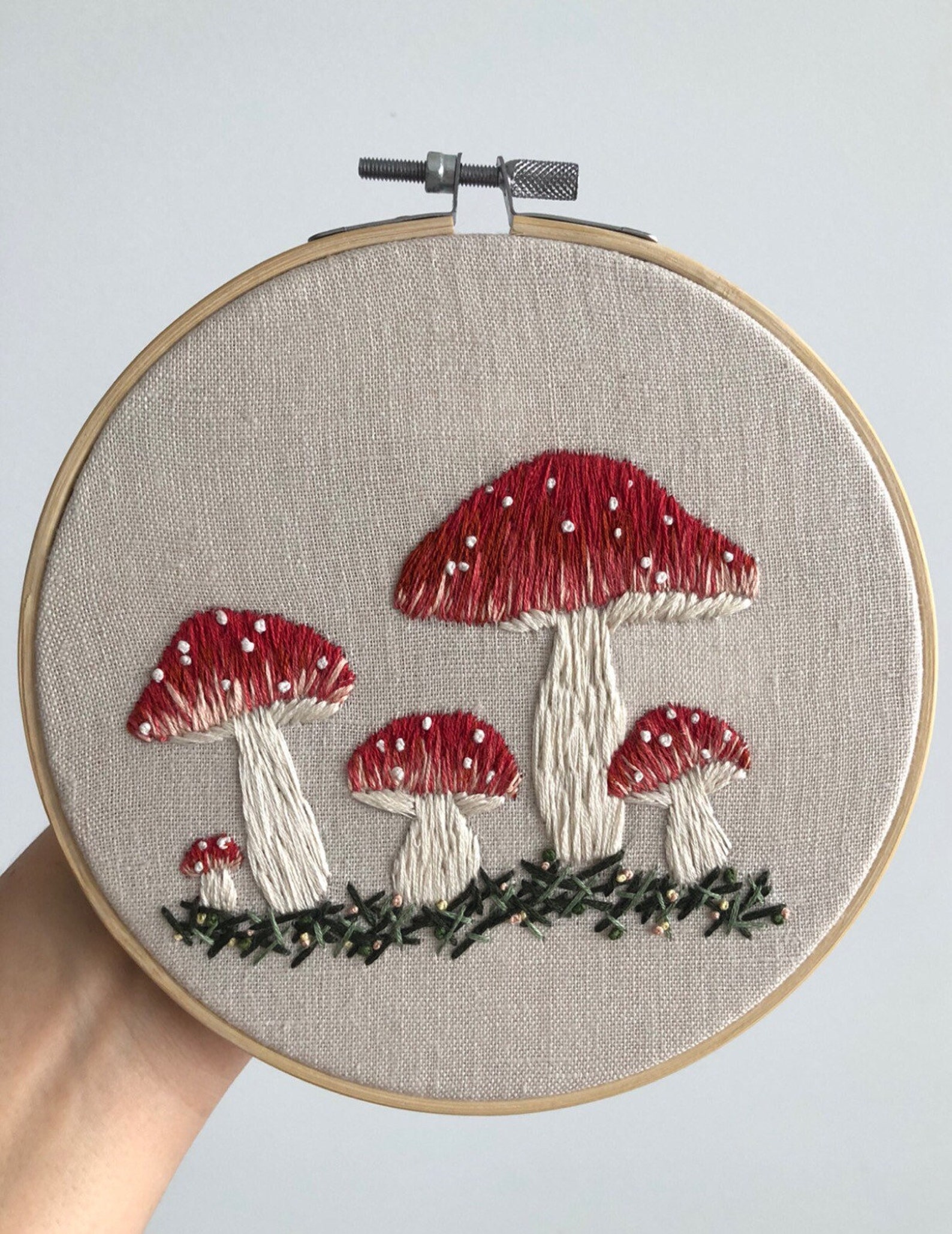 Mushroom Embroidery Art Woodland Decor Mushroom Art Print Etsy UK
