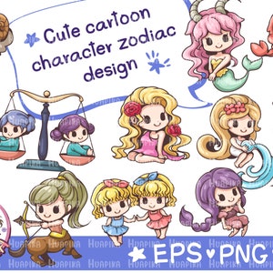 Lindo personaje de dibujos animados diseño signo zodiacal cliparts png, eps, jpg, diseño vectorial, Este no es un archivo svg.