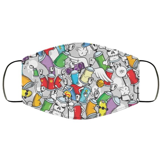 Graffiti Cartoon Characters Face Mask Fast Shipping From Usa Etsy Graffiti Cartoon Characters Face Mask Fast Shipping From Usa Etsy
