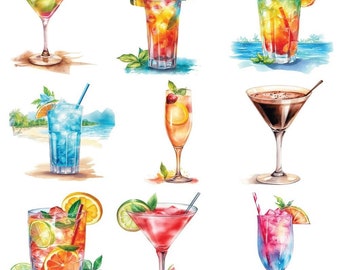 Bügelbild Bügelmotiv Cocktail Drink Getränk Urlaub Meer verschiedene Größen