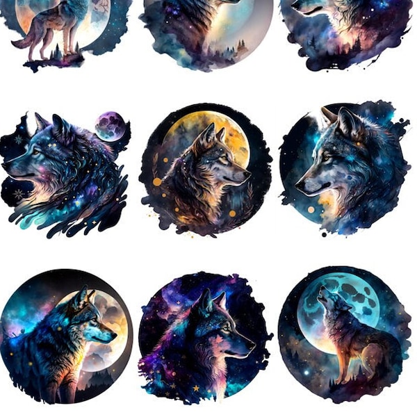 Bügelbild Bügelmotiv Wolf Mond Junge Mädchen verschiedene Größen