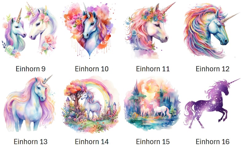 Bügelbild Bügelmotiv Einhorn Pegasus Pferd Unicorn Mädchen Baby verschiedene Größen Bild 3