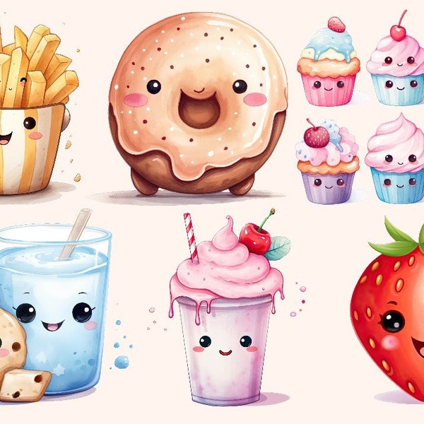 Bügelbild Bügelmotiv Kawaii Food Essen Trinken Junge Mädchen verschiedene Größen