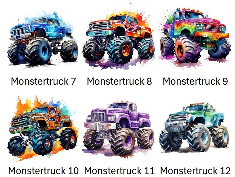 Bügelbild Bügelmotiv Monstertruck Truck Auto Junge Mädchen verschiedene Größen Bild 3