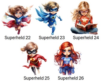 Bügelbild Bügelmotiv Superheldin Hero Superheld Mädchen verschiedene Größen