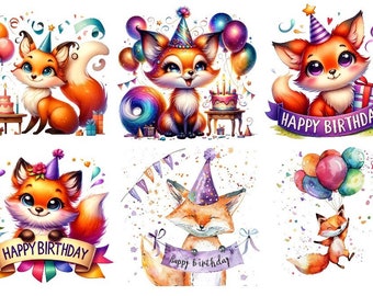 Bügelbild Bügelmotiv Geburtstag Fuchs Happy Birthday Junge Mädchen verschiedene Größen