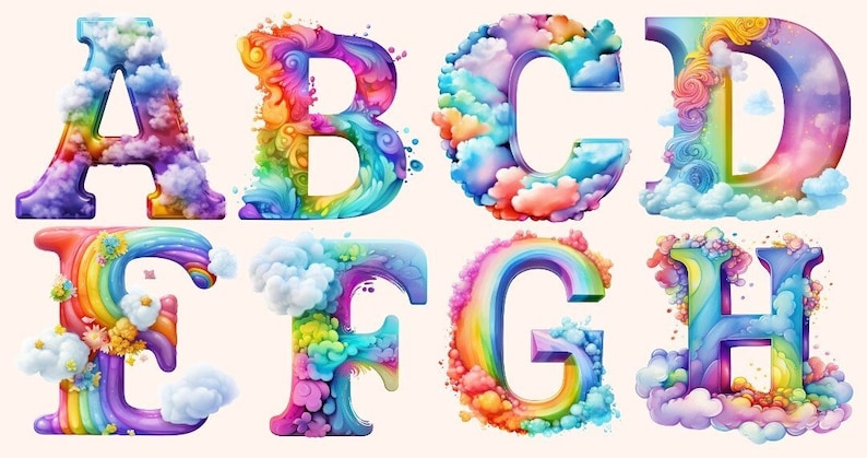 Bügelbild Bügelmotiv Buchstabe Name Regenbogen bunt Junge Mädchen verschiedene Größen Bild 1