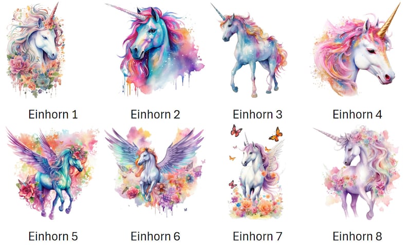 Bügelbild Bügelmotiv Einhorn Pegasus Pferd Unicorn Mädchen Baby verschiedene Größen Bild 2