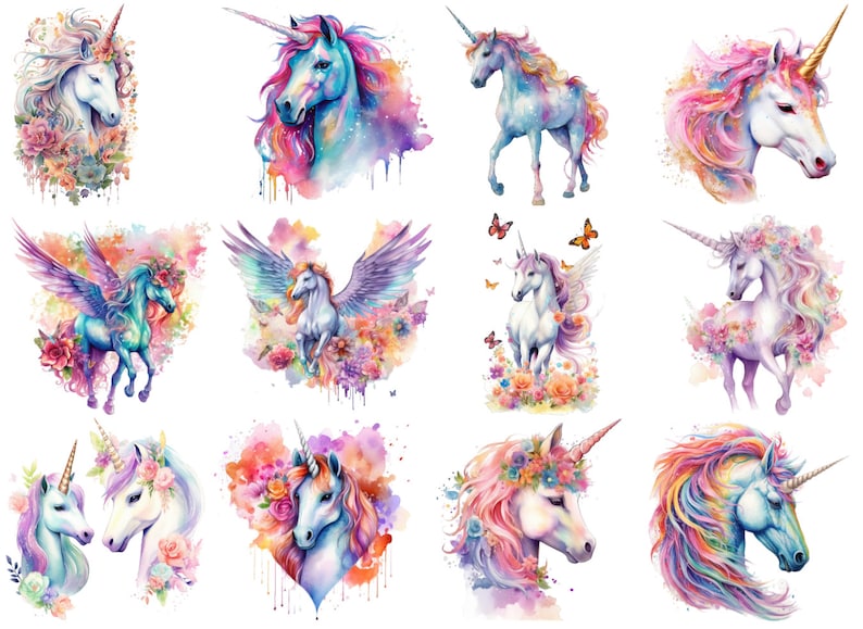 Bügelbild Bügelmotiv Einhorn Pegasus Pferd Unicorn Mädchen Baby verschiedene Größen Bild 1
