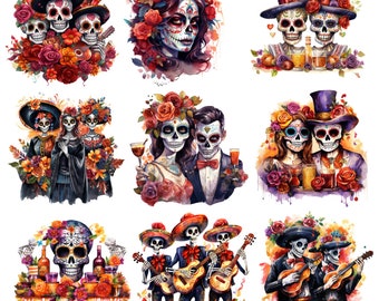 Bügelbild Bügelmotiv Dia de los Muertos Tag der Toten Mexiko La Catrina Skelett Totenkopf verschiedene Größen