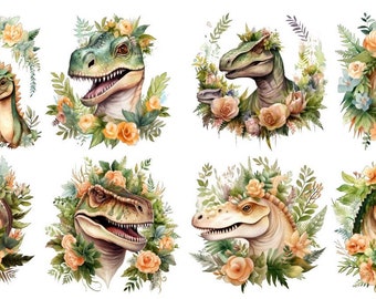 Bügelbild Bügelmotiv Dinosaurier Blumen floral Junge Mädchen verschiedene Größen
