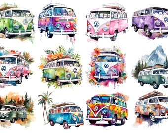 Bügelbild Bügelmotiv VW Bulli Bus Volkswagen Retro Junge Mädchen verschiedene Größen