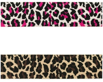 2m elastisches Gummiband 40mm Leo Leoparden Muster pink sand braun nähen