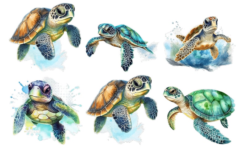 Bügelbild Bügelmotiv Schildkröte Meer Ozean Turtle Junge Mädchen verschiedene Größen Bild 1