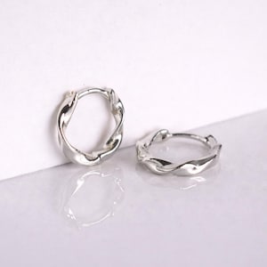 Sterling Silver Woven Hoop Earrings in Sterling Silver, Dainty Twisted Earrings - Available in Gold & Silver