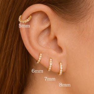 Crystal Huggie Hoop Earrings in Gold, Crystal Huggie Hoops - Available in Gold & Silver