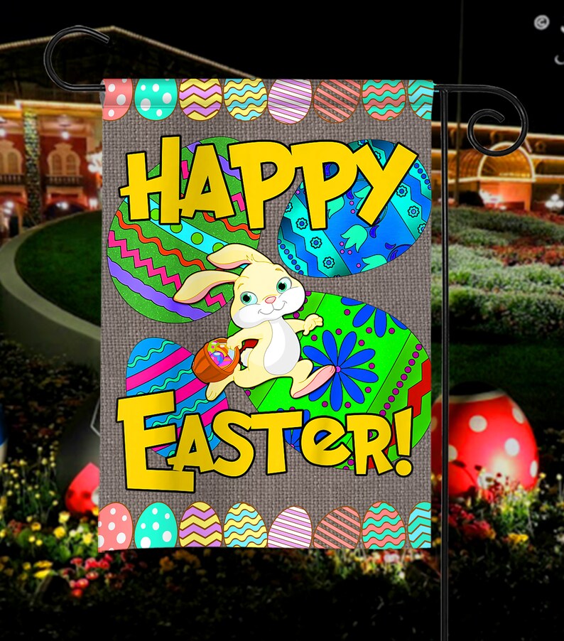 Rabbits Bunnies Kids Happy Easter Cool Bunny Flag Funny Bunny Flag Egg Hunt for Boys or Girls Cute Bunnies Flag Gift For Rabbit Lover