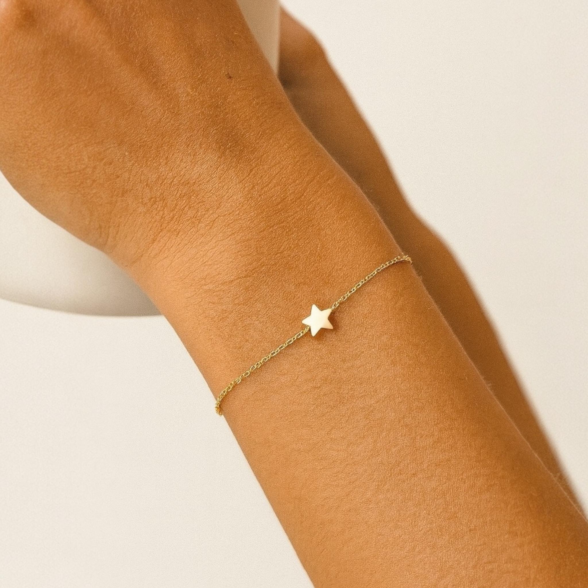 Bracelet Pampilles Avec Cœurs Et Étoiles - Plaqué Or 18 Carats - Marque Bijouxia - Neuf Avec Étiquettes