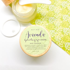 All Natural Avocado Eye Cream Anti-Aging Handmade Shea Butter Beta-Carotene Rose hip Seed  Rose Geranium Essential Oils