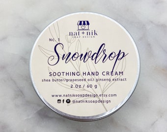 NEW! Nc1 Soothing  Hand Cream Snowdrop Scent Handmade Non-Greasy Antioxidant Nourishing Anti-Aging Shea Butter Ginseng Grapeseed Oil Lotion