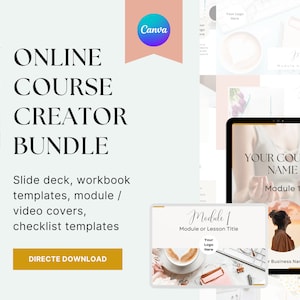 Course Creator Bundle | Course Creation Canva templates, Course slide deck, Course Workbook, coaching bundle, digital course, A4, US letter