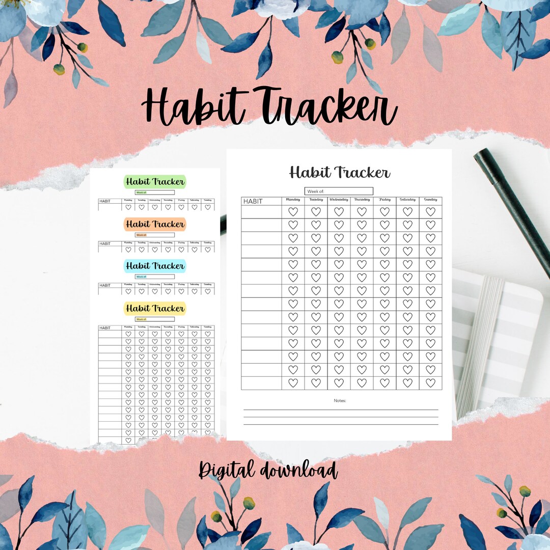 Weekly Habit Tracker Printable, INSTANT DOWNLOAD A4 & A5 - Etsy Denmark