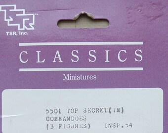 Vintage TSR Top Secret Commandoes (Commandos) 25mm Lead Miniatures TSR5501 in Original Packaging for Top Secret RPG or Any Modern Era RPG