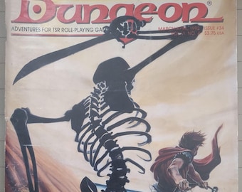 Dungeon Magazine #34 Dungeons and Dragons Adventures for DnD  and AD&D  Published March/April 1992 GD/VG Trading Cards SideTrek